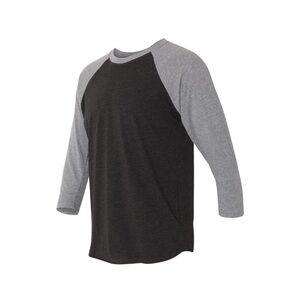 Next Level Apparel Black dark charcoal 3/4 Long Sleeve Tee xs